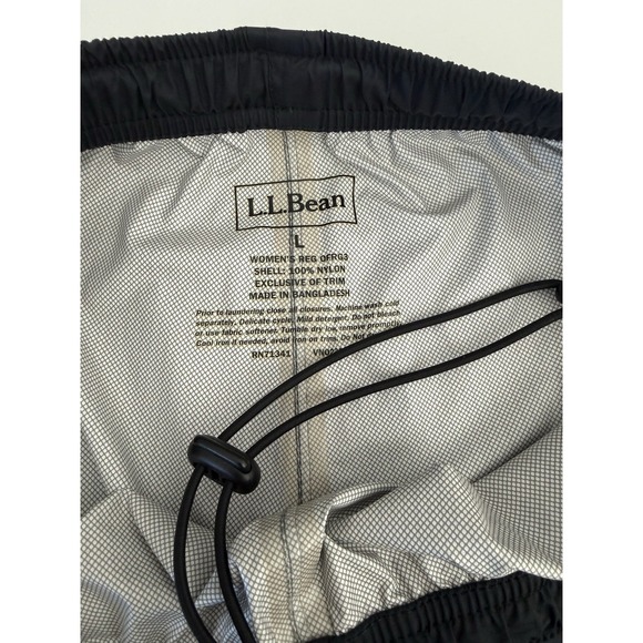 LLBean Womens Waterproof Rain Pants Large Black Nylon Outdoors PRISTINE - Picture 5 of 5
